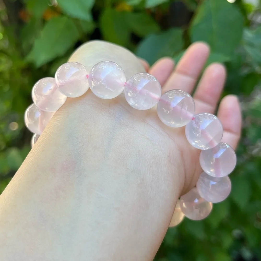 13mm stretchable pink rose quartz‎ bracelet